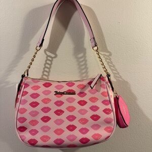 Juicy Couture Sealed with a Kiss Hobo Bag  Pink on Pink Valentines lipcoin purse